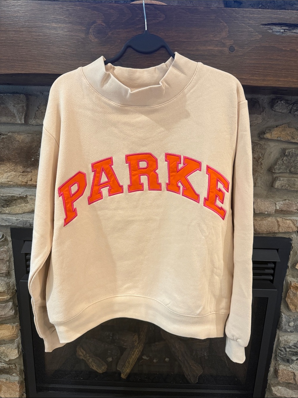 Dunkin latte  'PARKE' Embroidered Crewneck varsity mockneck Sweatshirt